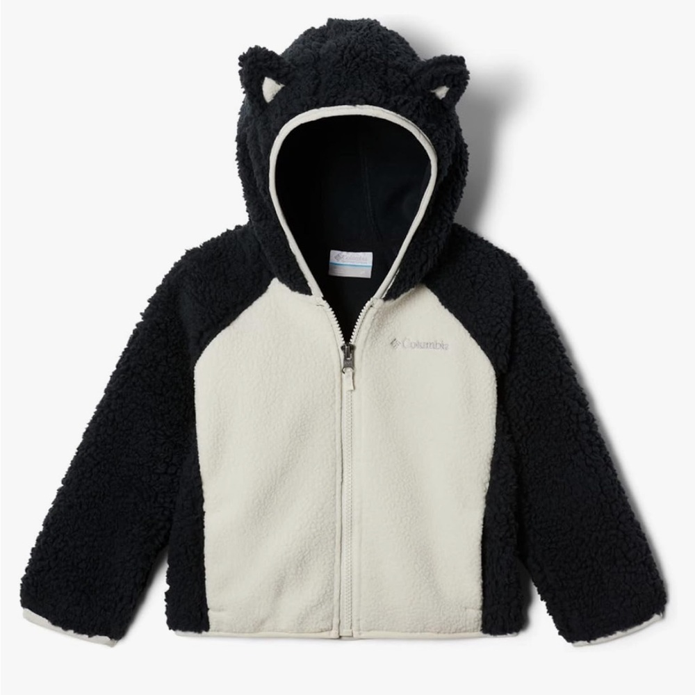NWT Columbia Black & Chalk Toddler Foxy Baby Sherpa Full Zip Jacket